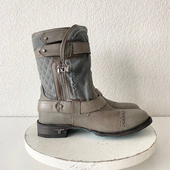 NEW Lane DUSTOFF Womens Cowboy Boots 8.5 Gray Western Cowgirl Ankle Short Bootie - Picture 2 of 11